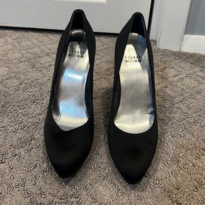 Black Stuart Weitzman stilettos with rhinestone heel. Size 7.5